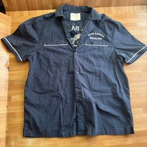 Hollister Bowling Hemd (Bowling Shirt)navy blue "Santa Barbara Drivers Club" med